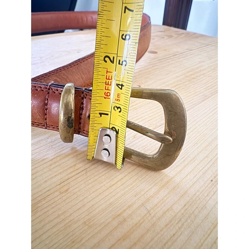 Coach 5914 Mens British Tan Full Grain Leather Belt Solid Brass Buckle Sz 38 VTG